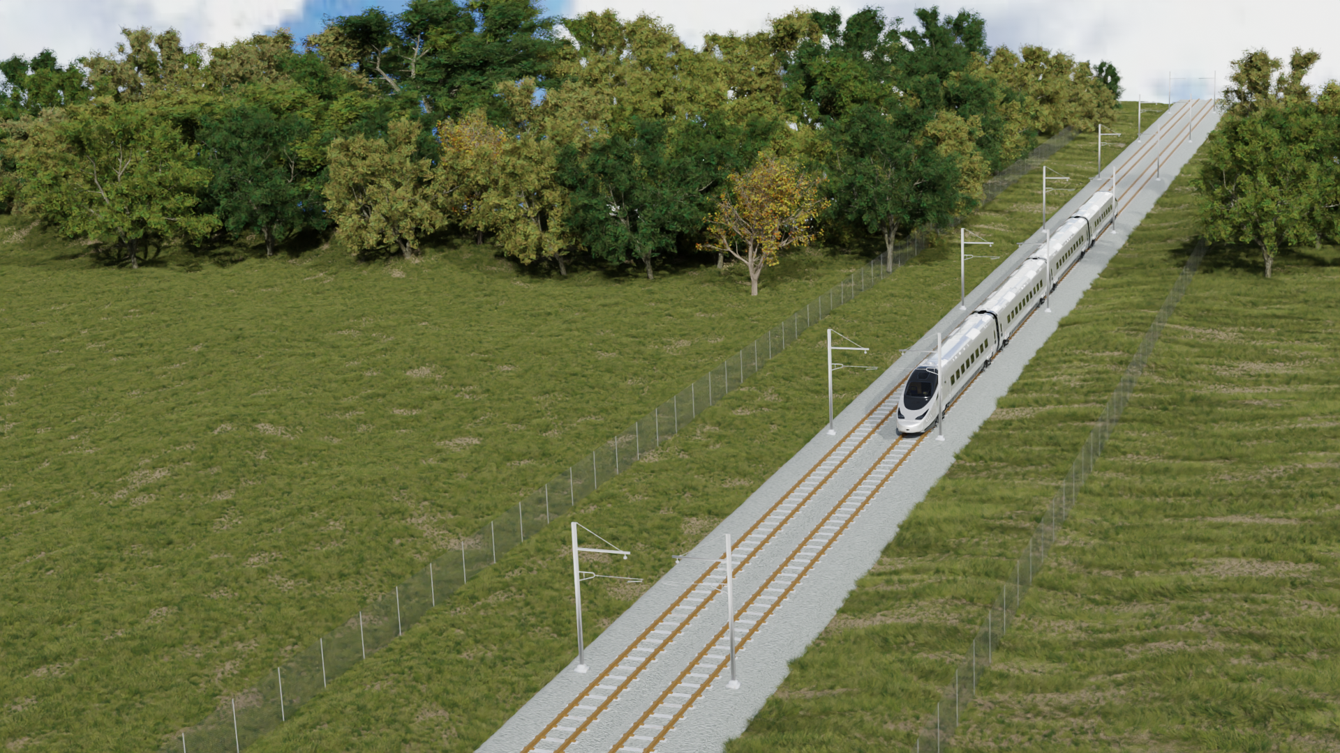 environnement ferroviaire pour un industriel 3D, agence 3D, rendu 3D