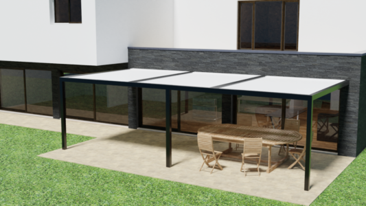 Pergola bio climatique, rendu 3D pour une animation 3D de présentation