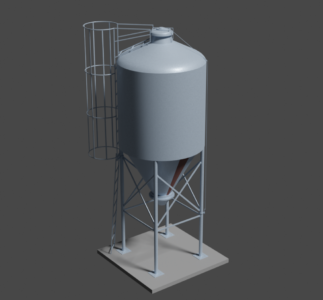Modélisation 3D silo à grain pour une série animée 3D